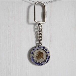 Alaska Round Double Sided Silver Tone Keychain